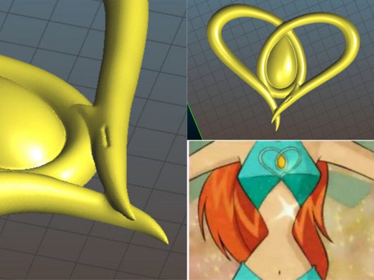 Digitaler Artikel 3D MODEL - Bloom Charmix Brosche (Winx Club) - Cosplay, Kostüm. Fee der Drachenflamme