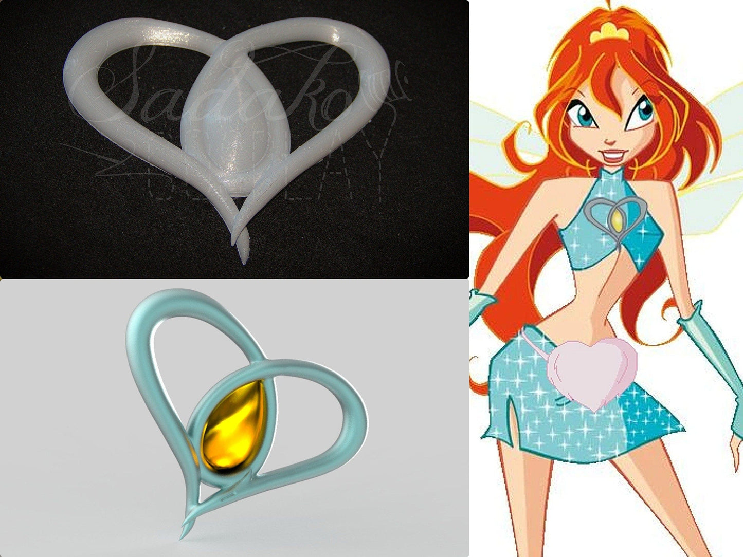 Digitaler Artikel 3D MODEL - Bloom Charmix Brosche (Winx Club) - Cosplay, Kostüm. Fee der Drachenflamme