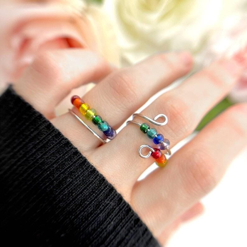Fidget Ring mit Regenbogen Farben
