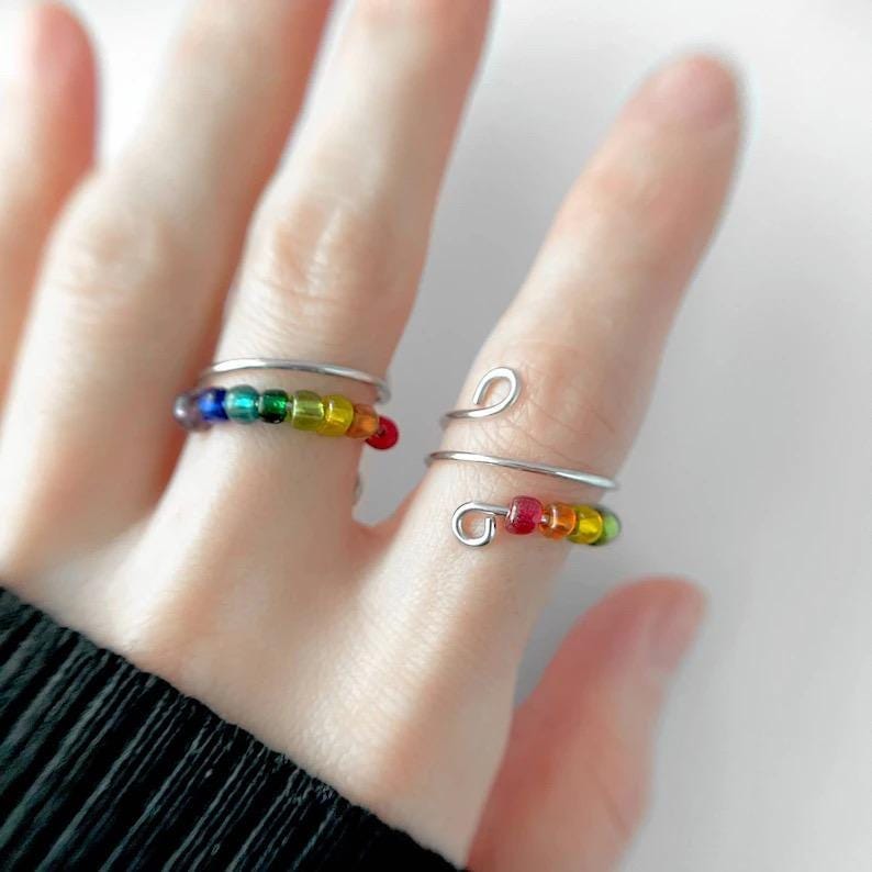 Fidget Ring mit Regenbogen Farben