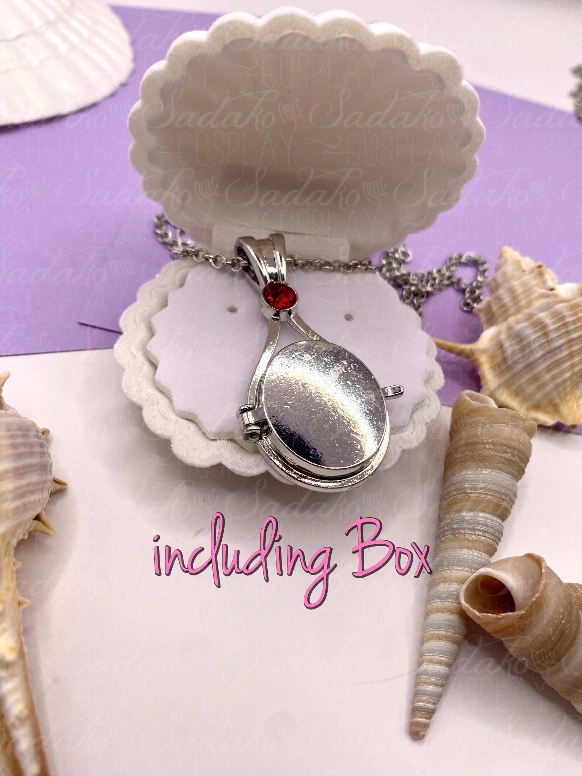 Meerjungfrau Schmuck Amulett silbern mit farbigem Stein, H2O just add water