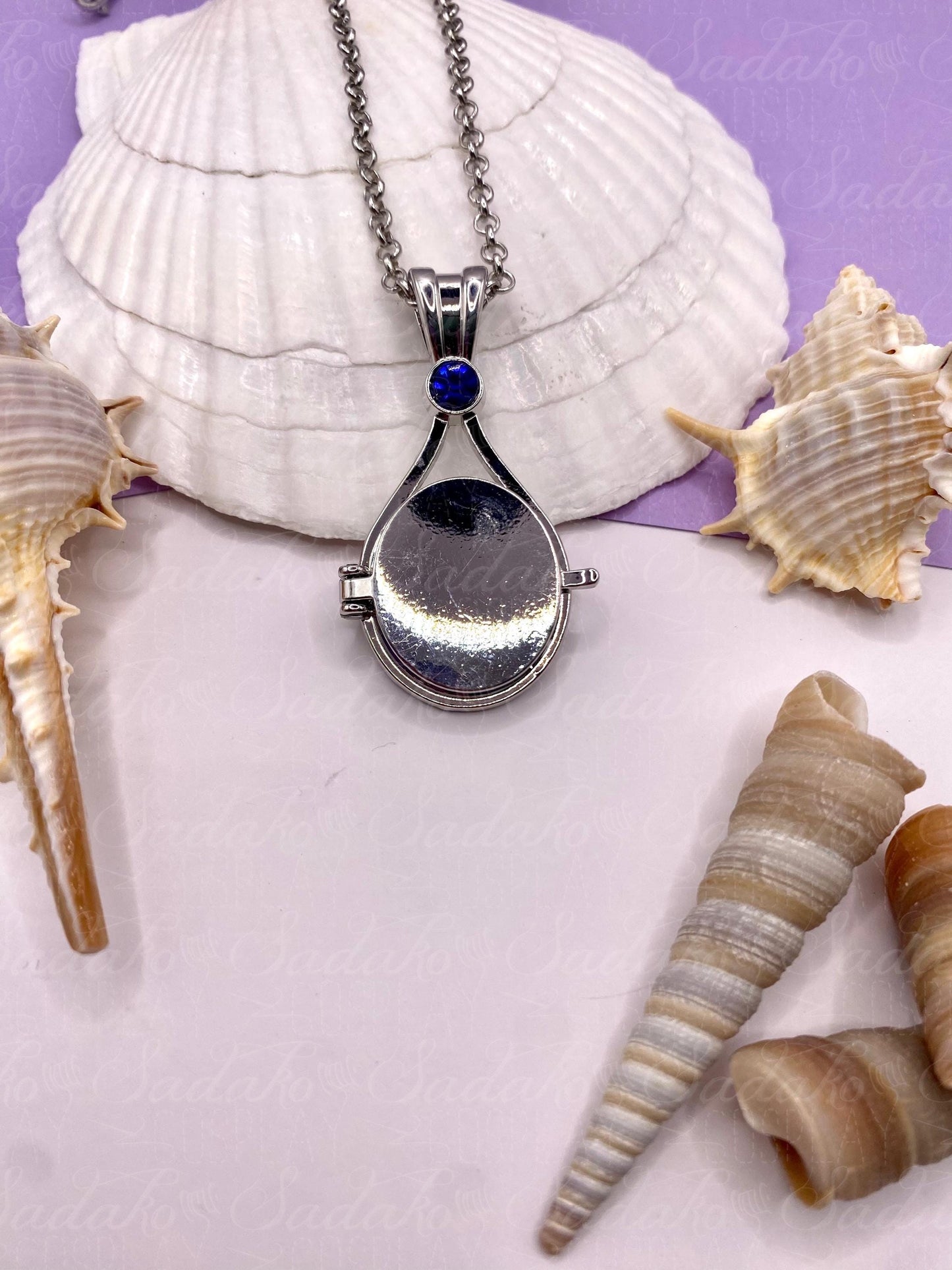 Meerjungfrau Schmuck Amulett silbern mit farbigem Stein, H2O just add water