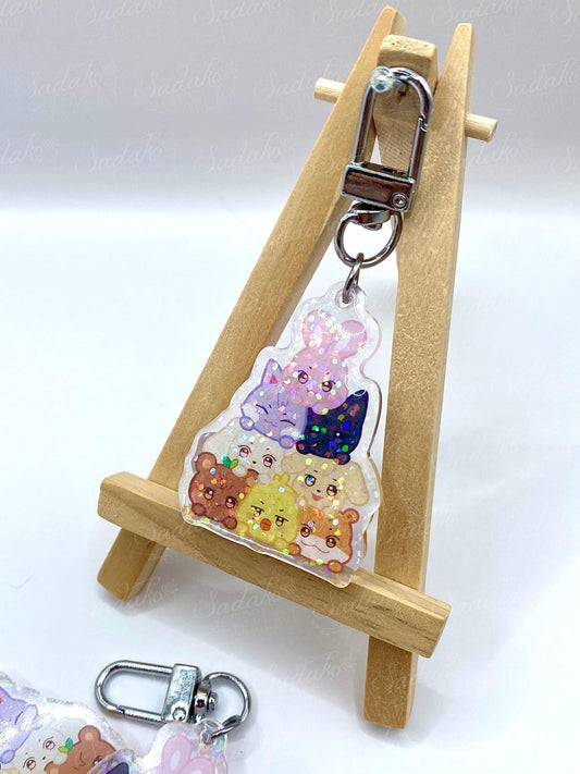 Aniteez Pile Keychain - epoxy holo glitter, ATEEZ