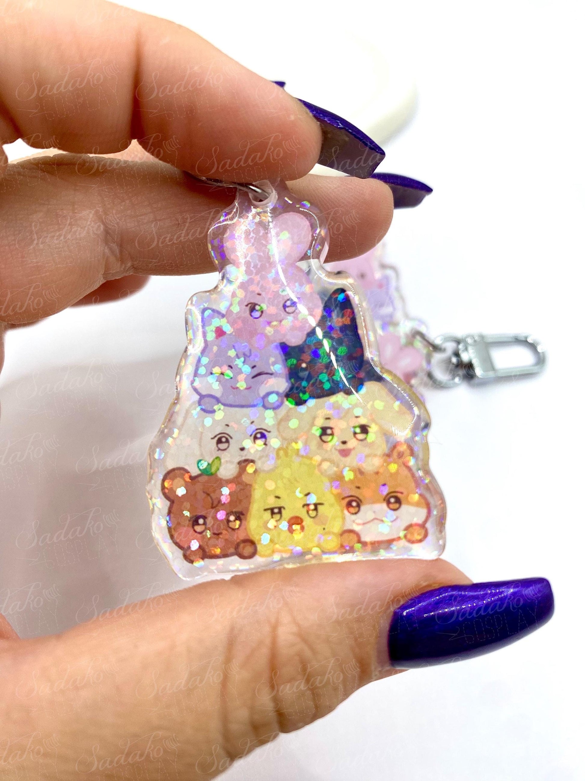 Aniteez Pile Keychain - epoxy holo glitter, ATEEZ