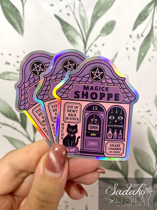 Magic Witch Shop Holo laser Sticker, Gothic wasserfester Vinyl Aufkleber