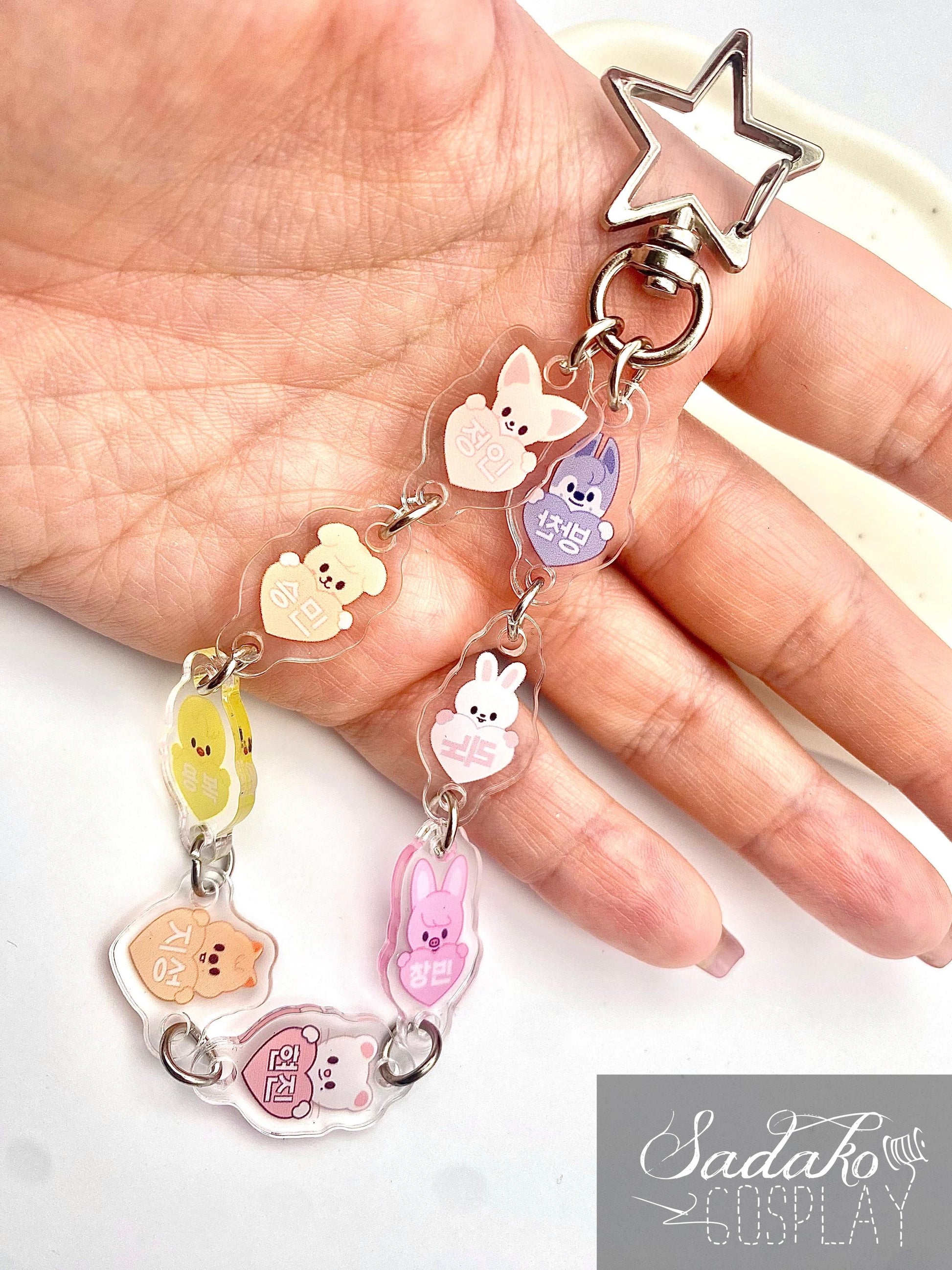 Stray Kids SKZOO Herz hängender Acryl Anhänger Chibi, K-Pop Stay Schlüssel Anhänger keychain, Handy Kette