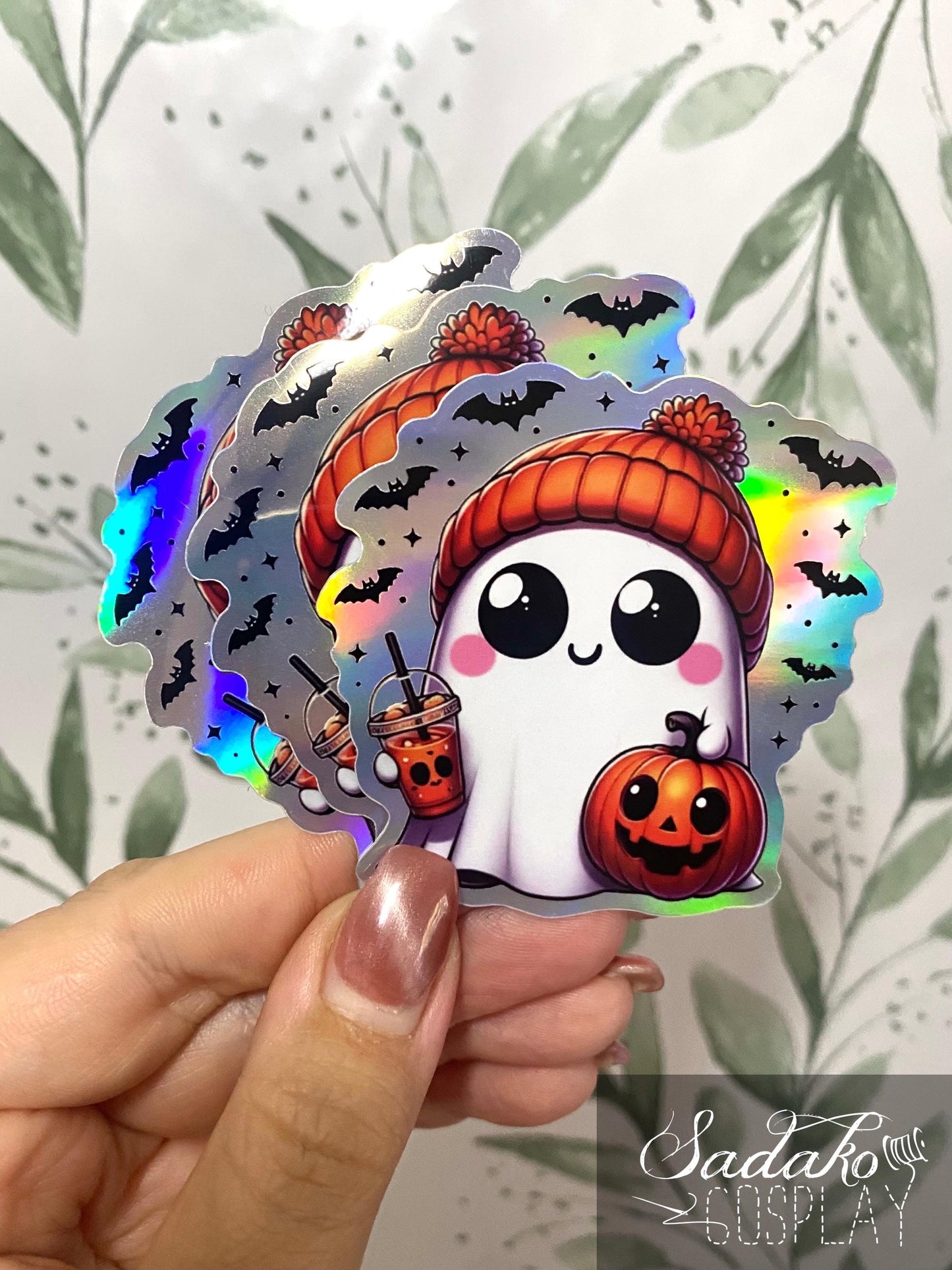 Halloween Kürbis Geist Holo laser Sticker, Gothic wasserfester Vinyl Aufkleber