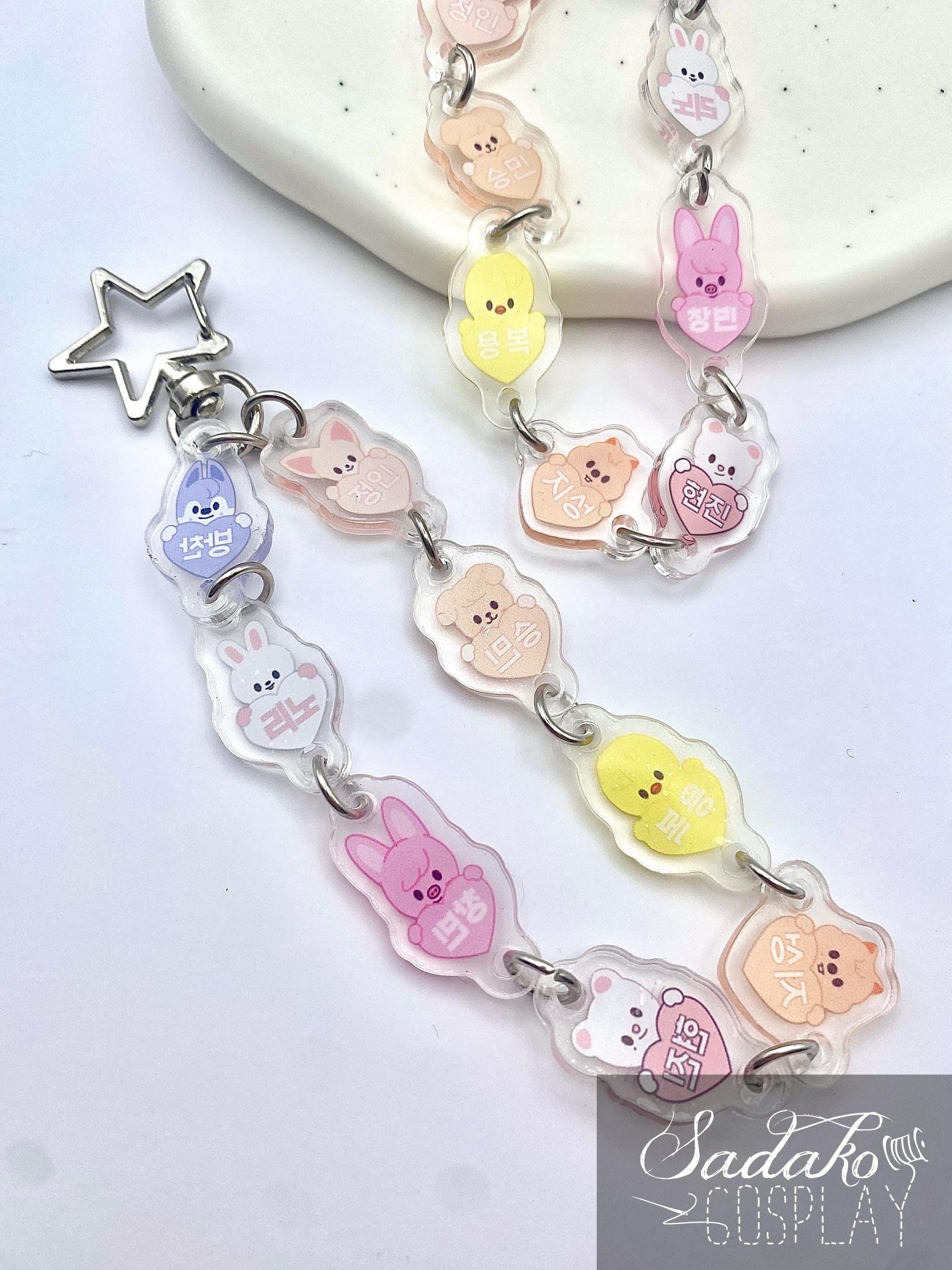 Stray Kids SKZOO Herz hängender Acryl Anhänger Chibi, K-Pop Stay Schlüssel Anhänger keychain, Handy Kette