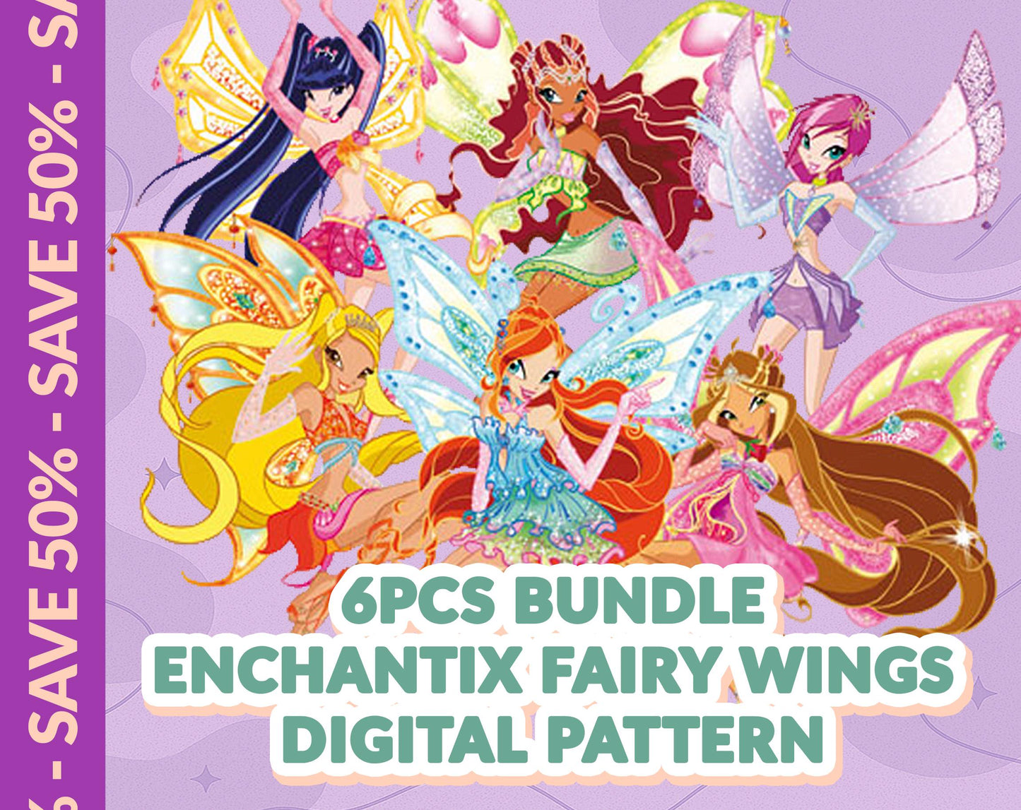 DIGITAL PATTERN - 6er Set Enchantix Flügel (Winx Club) - Cosplay, Kostüm, A4 & US Letter