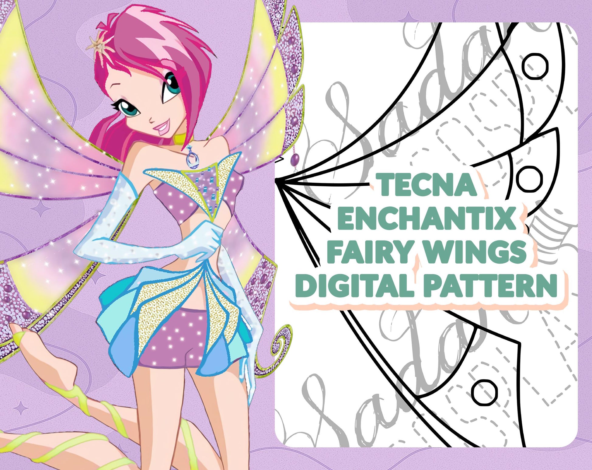 DIGITAL PATTERN - 6er Set Enchantix Flügel (Winx Club) - Cosplay, Kostüm, A4 & US Letter