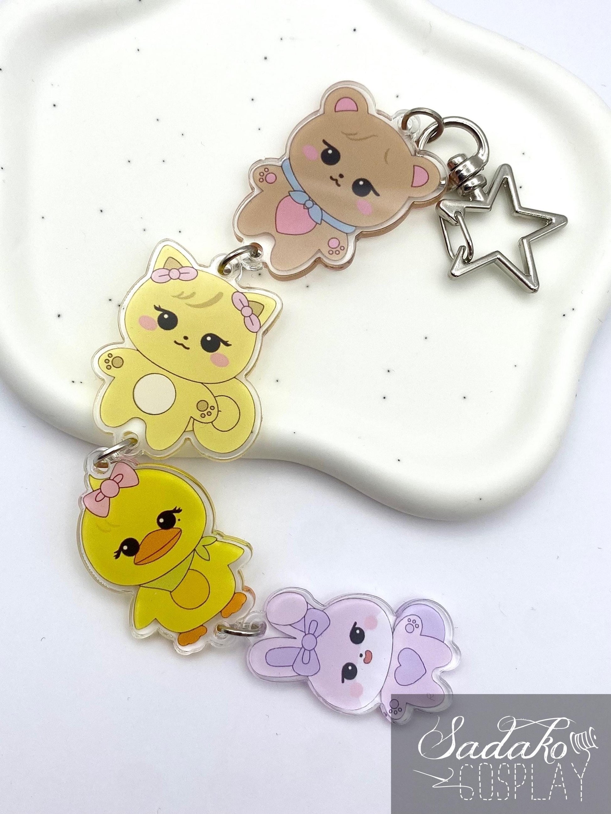 BlackPink hängender Acryl Keychain Chibi, K-Pop Schlüssel Anhänger für BLINKS, Sooya, Gomdeuki, Rosie and Ppeu