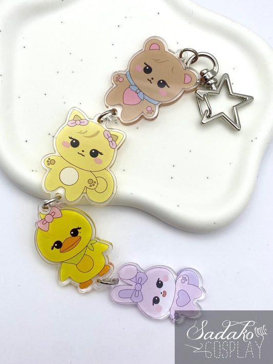 BlackPink hängender Acryl Keychain Chibi, K-Pop Schlüssel Anhänger für BLINKS, Sooya, Gomdeuki, Rosie and Ppeu