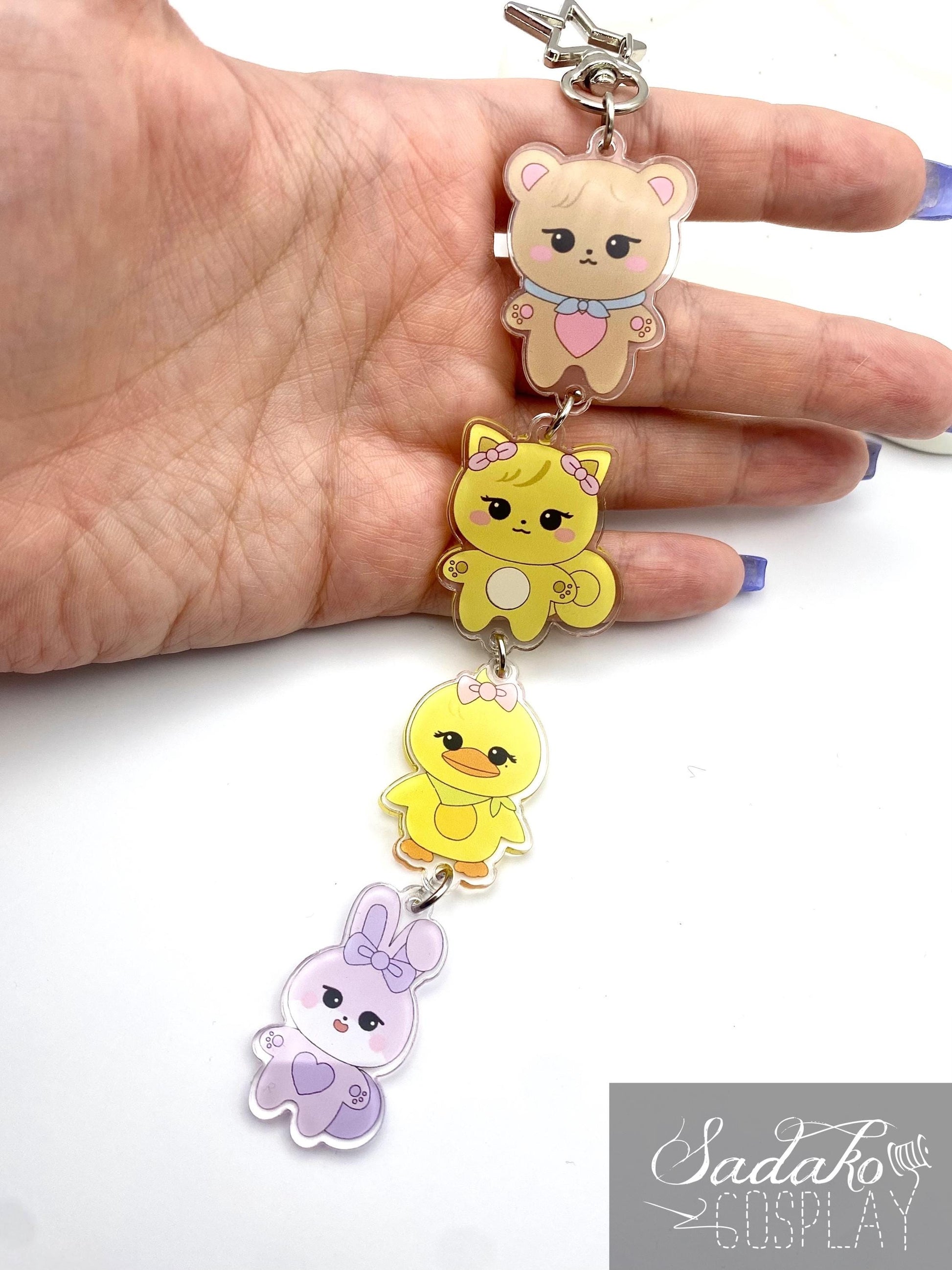 BlackPink hängender Acryl Keychain Chibi, K-Pop Schlüssel Anhänger für BLINKS, Sooya, Gomdeuki, Rosie and Ppeu