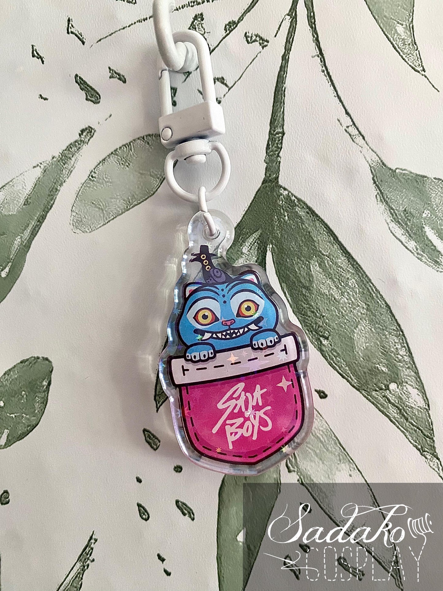 Derpy Tiger & Sussie in a Pocket Acryl Keychain mit holographischen Glitzer Sternen, K-Pop Demon Hunters acrylic Anhänger