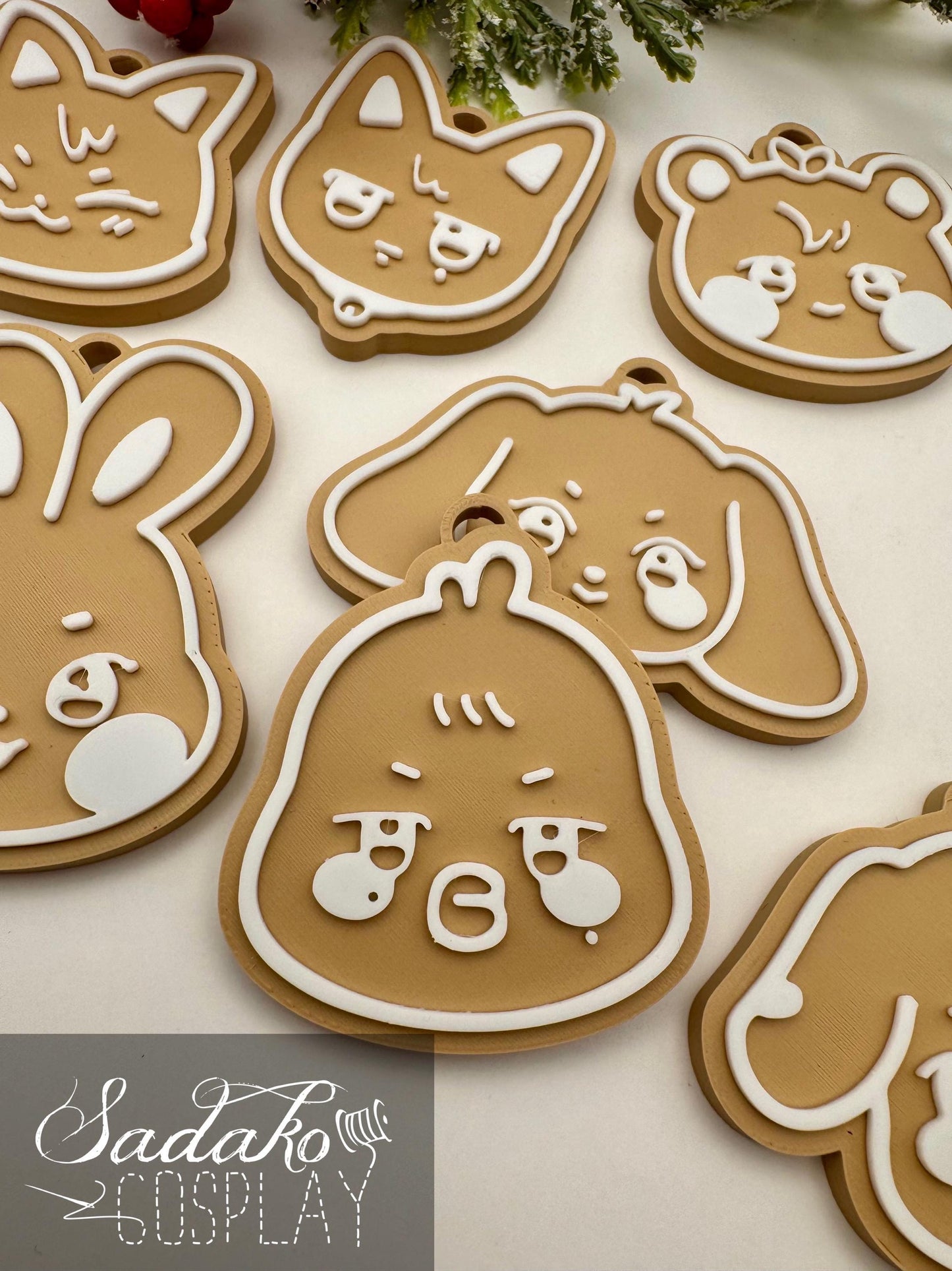 ATEEZ Aniteez Christmas Ornament – Gingerbread K-Pop Anhänger, ATEEZ Lebkuchen Deko, 3D gedruckter Baumschmuck, K-Pop Geschenk für Atiny