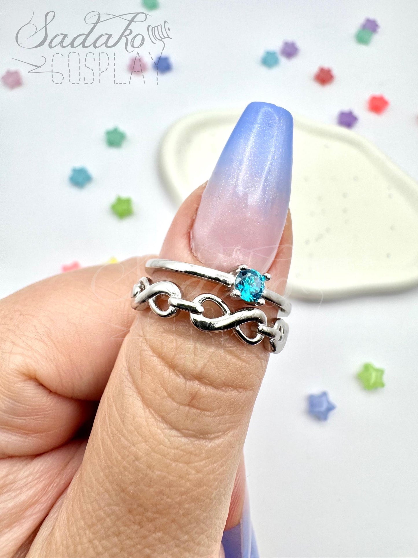 PREORDER Atiny Ring Set „Eternal Star Atiny“, 925 Sterling Silber Set aus 2 Ringen - inspiriert von der K-Pop Band ATEEZ