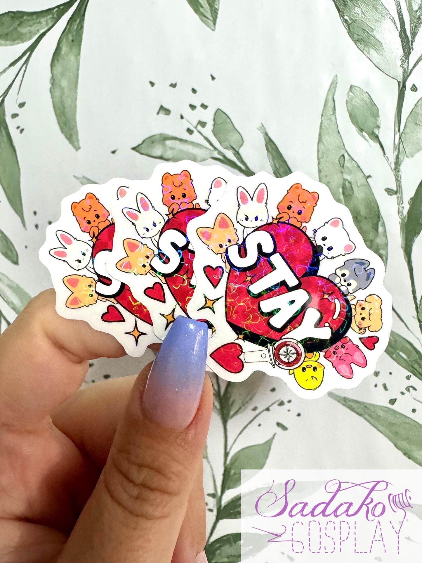 SKZOO & Stay Herz transparenter Sticker - wasserfester Holo-Aufkleber, Stray Kids