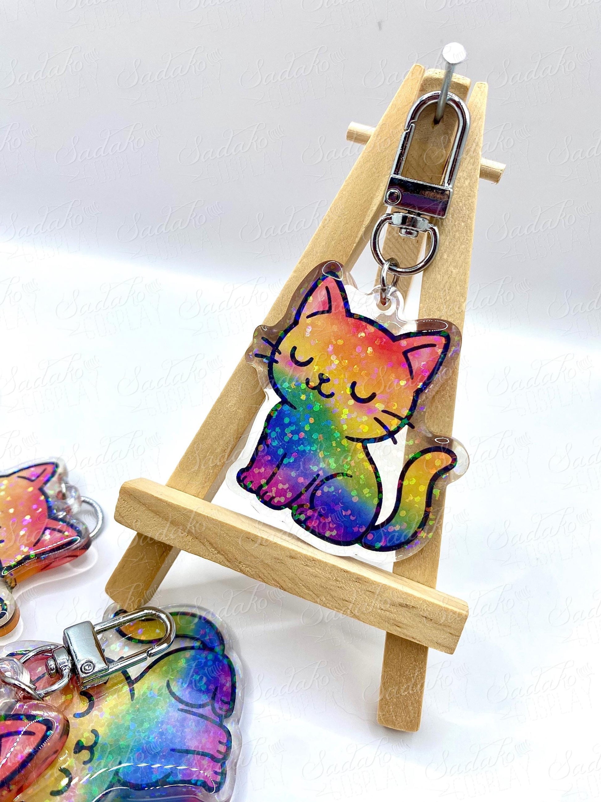 LGBTQ+ Pride Kätzchen Acryl Glitzer Keychain