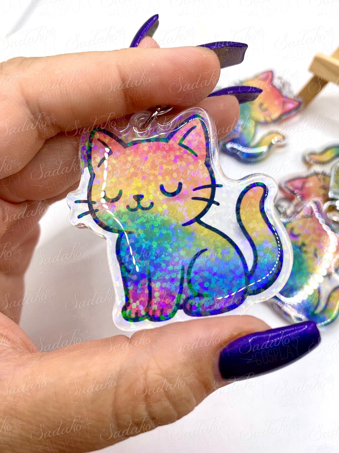 LGBTQ+ Pride Kätzchen Acryl Glitzer Keychain