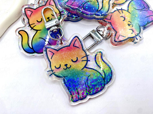 LGBTQ+ Pride Kätzchen Acryl Glitzer Keychain