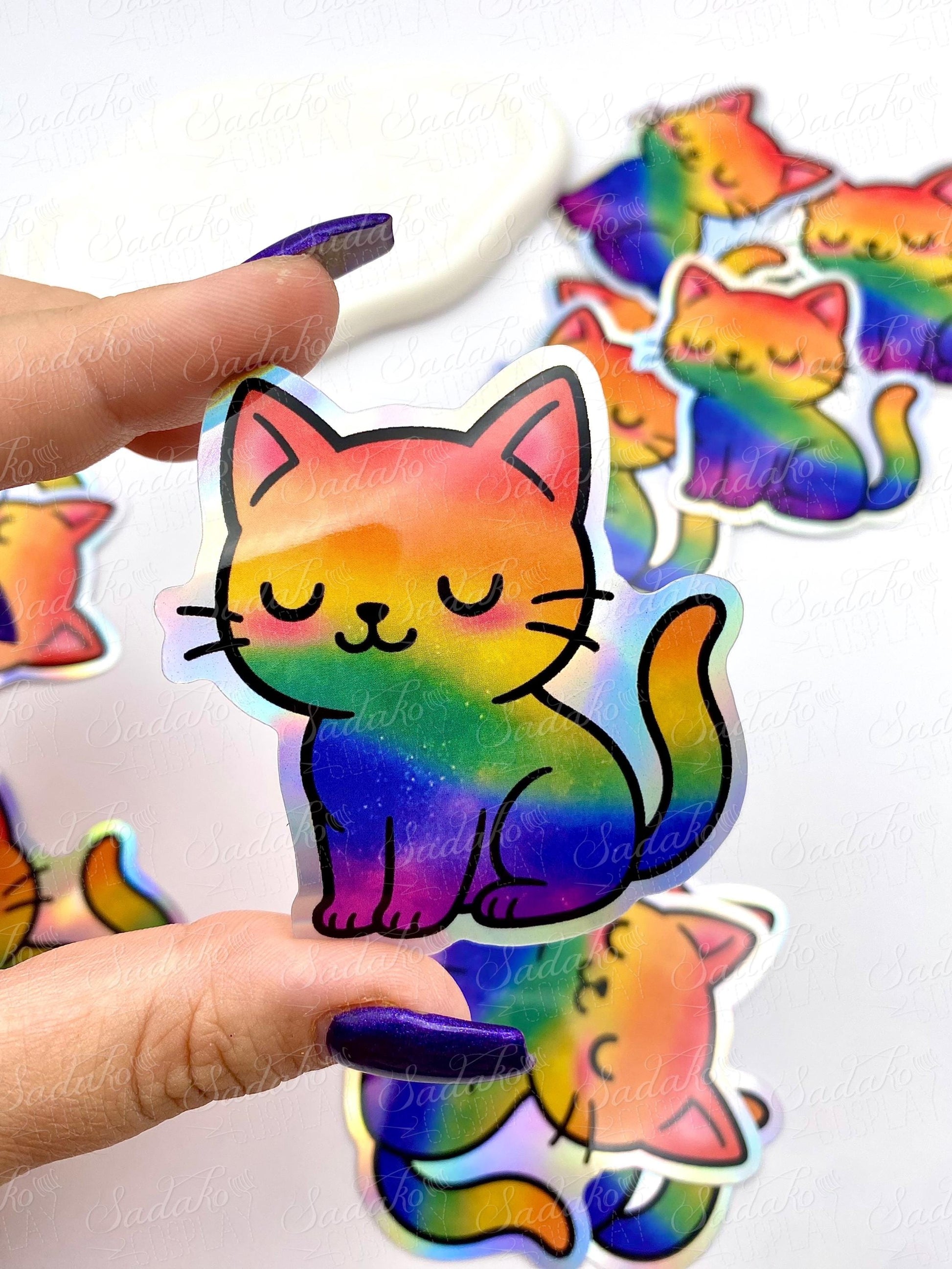 LGBTQ+ Pride Kätzchen holo Vinyl Sticker