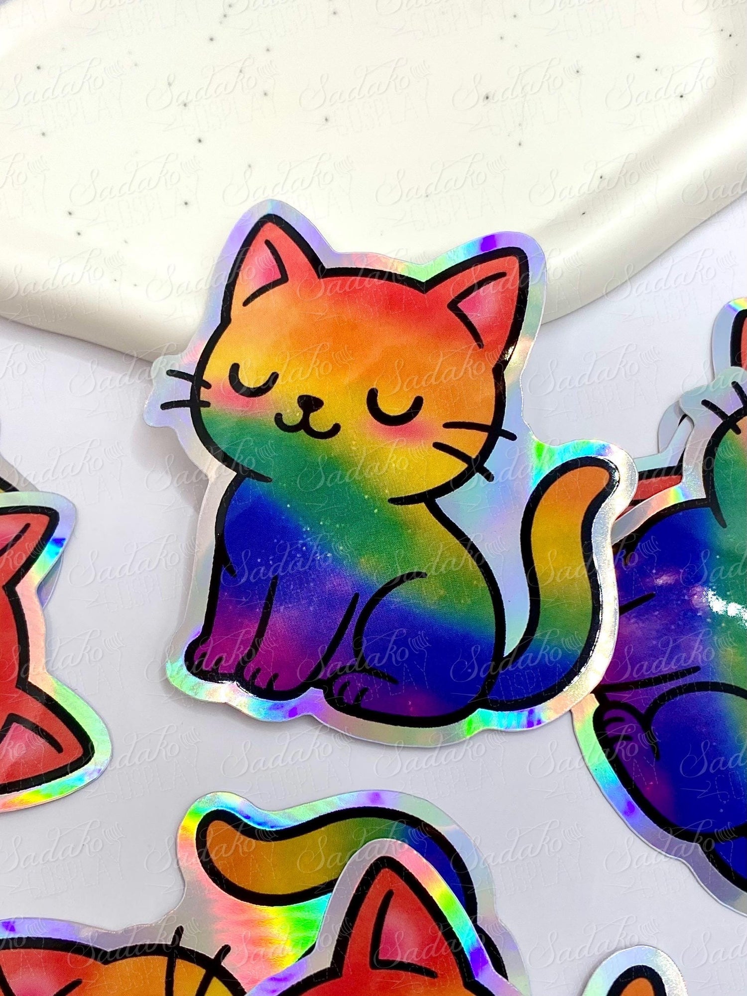 LGBTQ+ Pride Kätzchen holo Vinyl Sticker