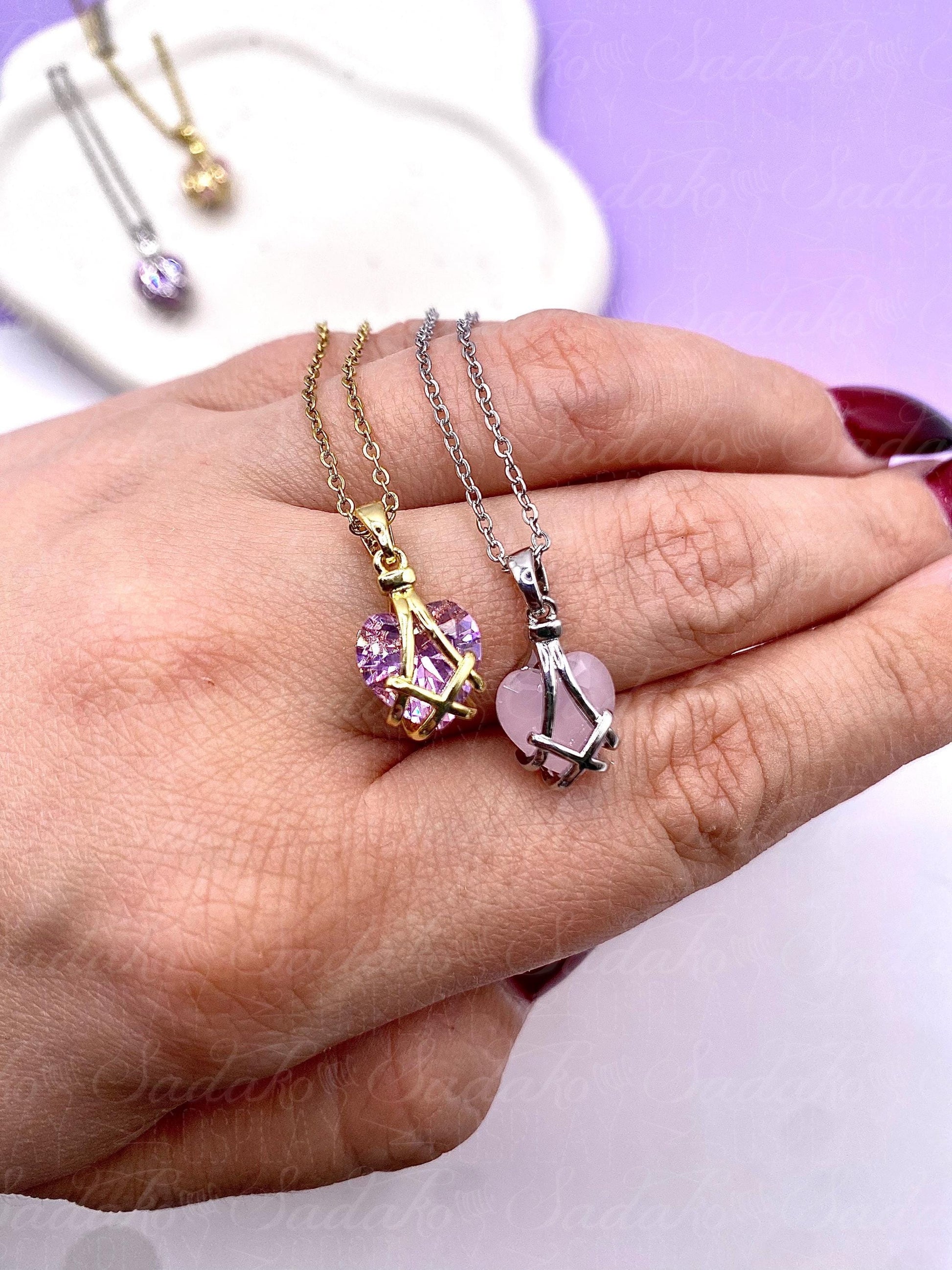 Mini Diamantschloss inspirierte Herz Halskette