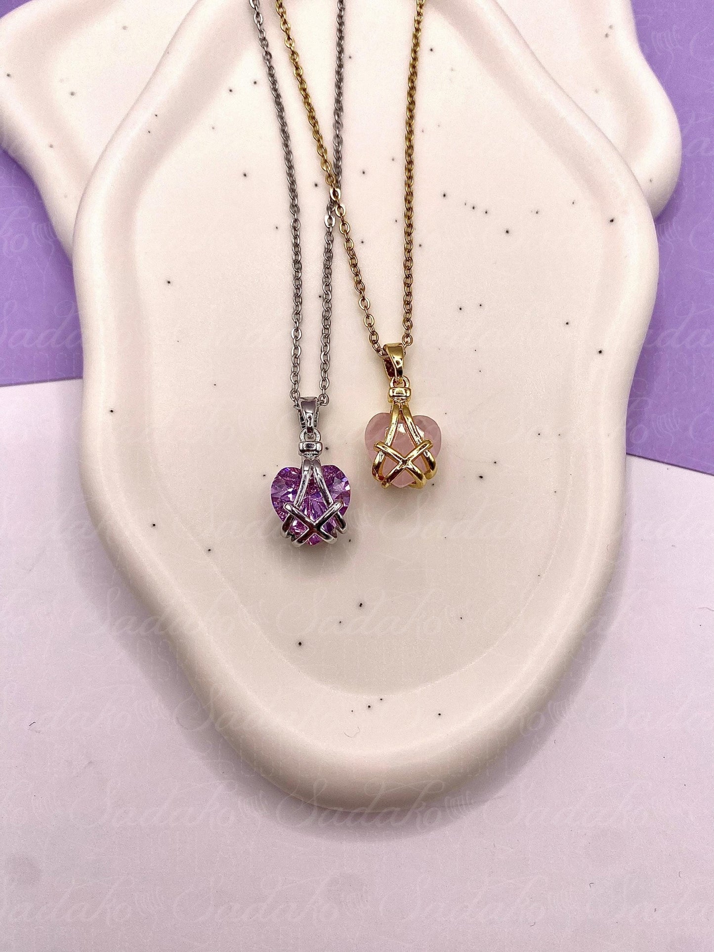 Mini Diamantschloss inspirierte Herz Halskette