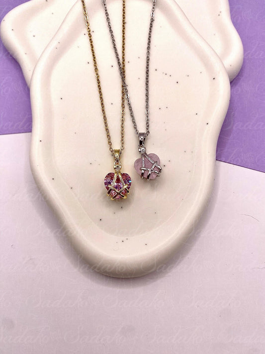 Mini Diamantschloss inspirierte Herz Halskette