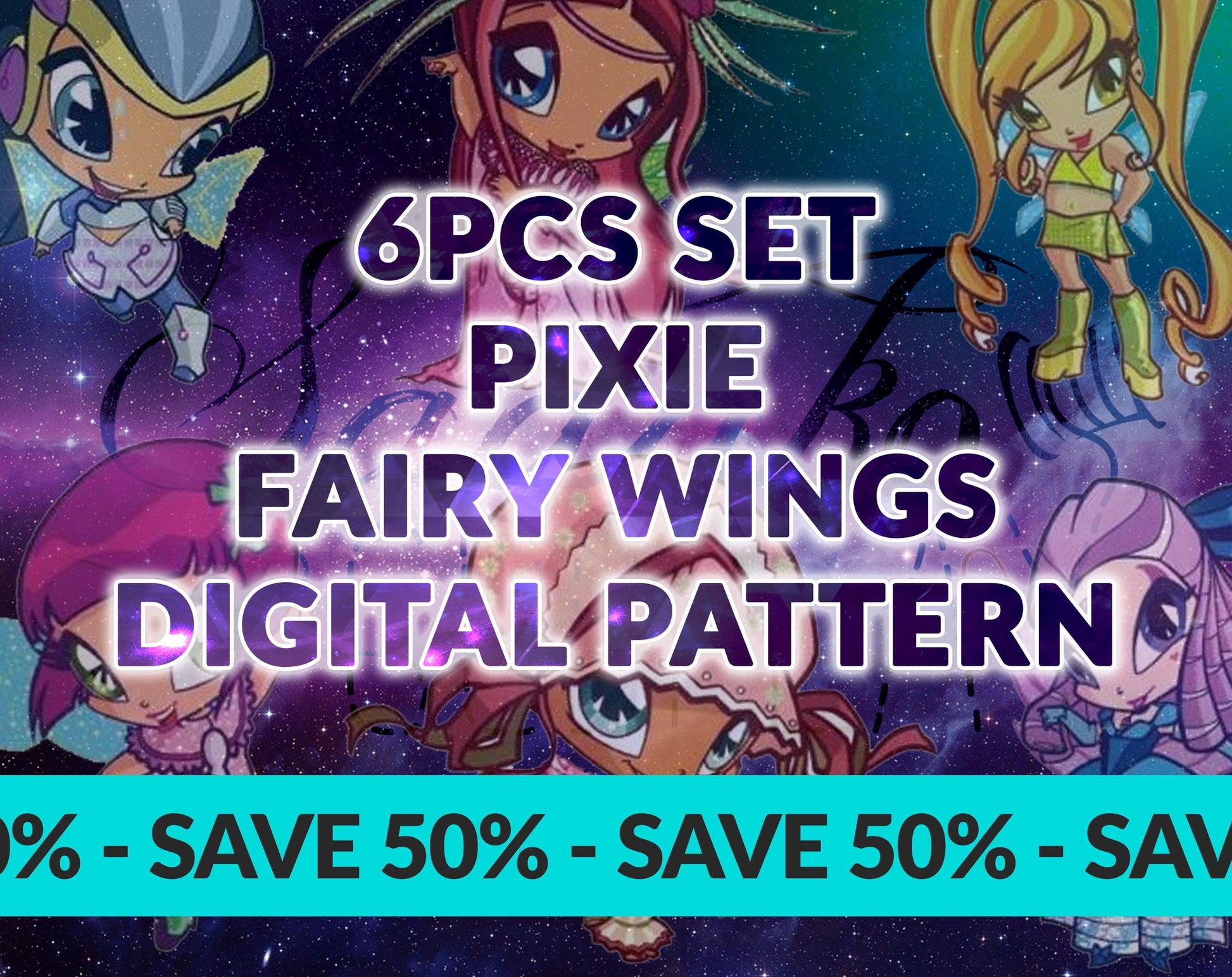 DIGITAL PATTERN - 6er Set Pixie Flügel (Winx Club) - Cosplay, Kostüm, A4 & US Letter