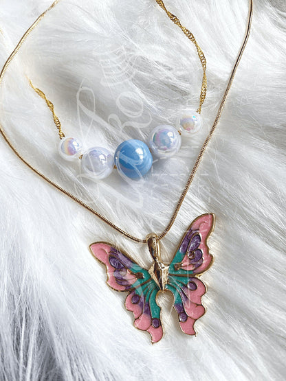Elina Schmetterling Halskette mit künstlichen Perlen