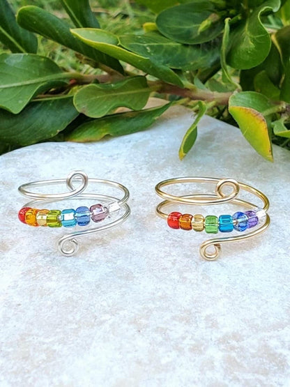 Fidget Ring mit Regenbogen Farben