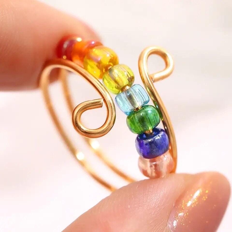 Fidget Ring mit Regenbogen Farben