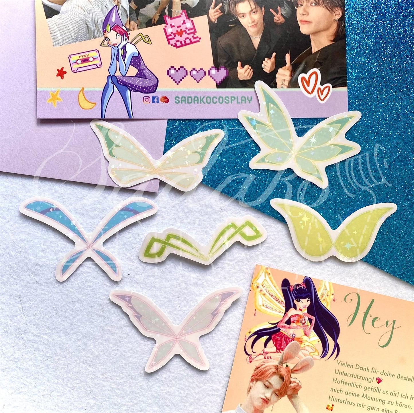 Winx Club Feenflügel Magic Winx Glitzer-Sticker, wasserfest Vinyl mit glitter