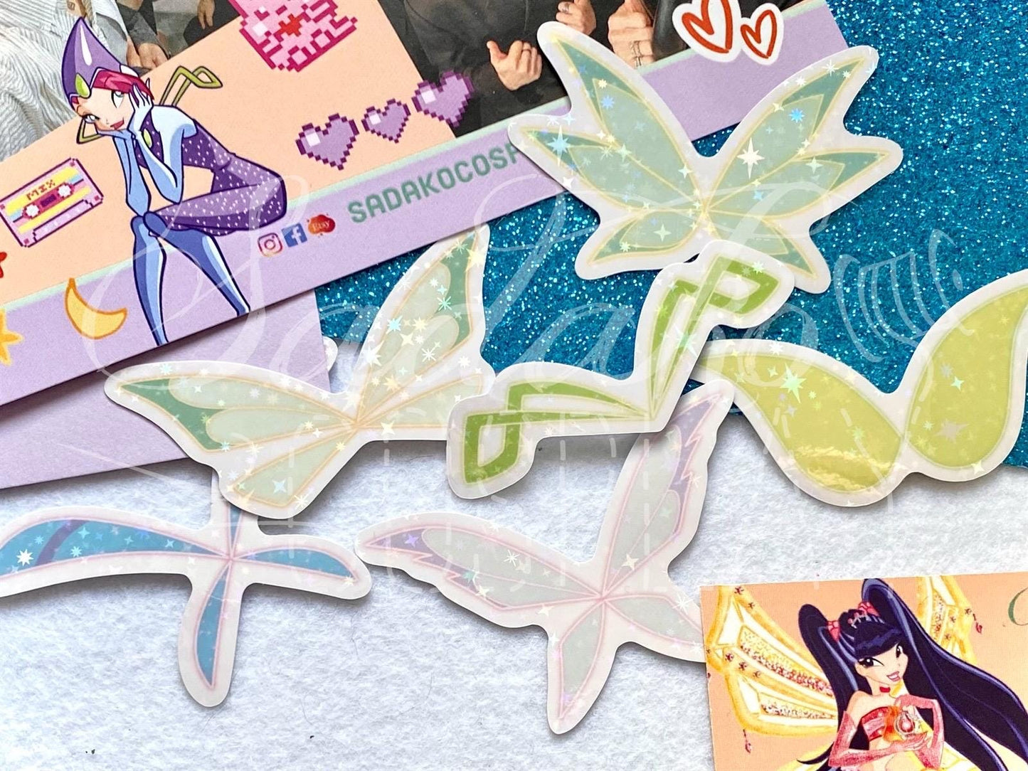Winx Club Feenflügel Magic Winx Glitzer-Sticker, wasserfest Vinyl mit glitter