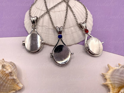 Meerjungfrau Schmuck Amulett silbern mit farbigem Stein, H2O just add water