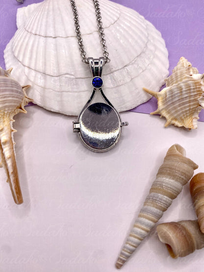 Meerjungfrau Schmuck Amulett silbern mit farbigem Stein, H2O just add water