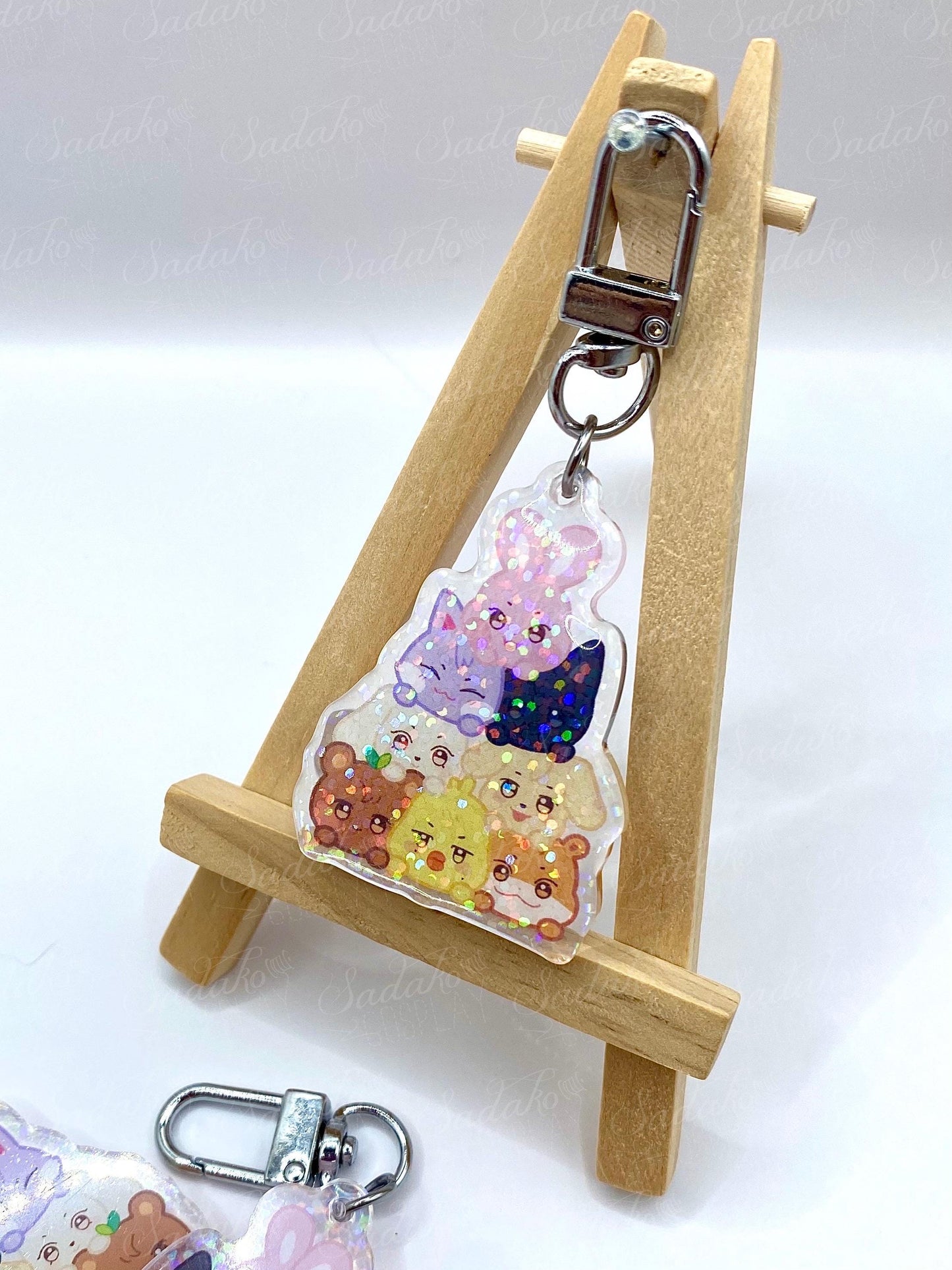 Aniteez Pile Keychain - epoxy holo glitter, ATEEZ