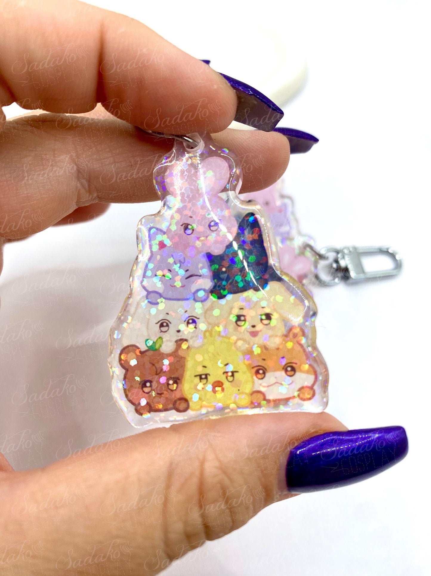 Aniteez Pile Keychain - epoxy holo glitter, ATEEZ
