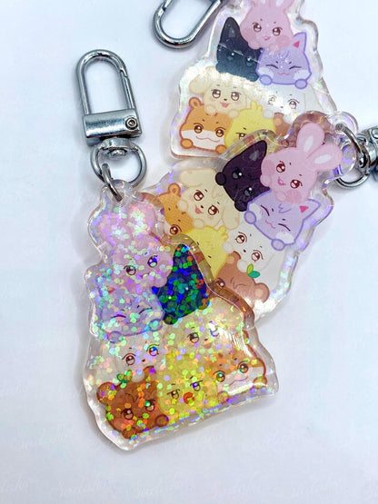 Aniteez Pile Keychain - epoxy holo glitter, ATEEZ