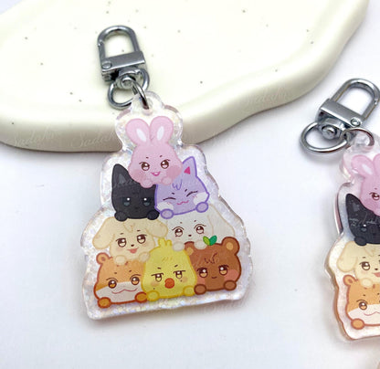 Aniteez Pile Keychain - epoxy holo glitter, ATEEZ