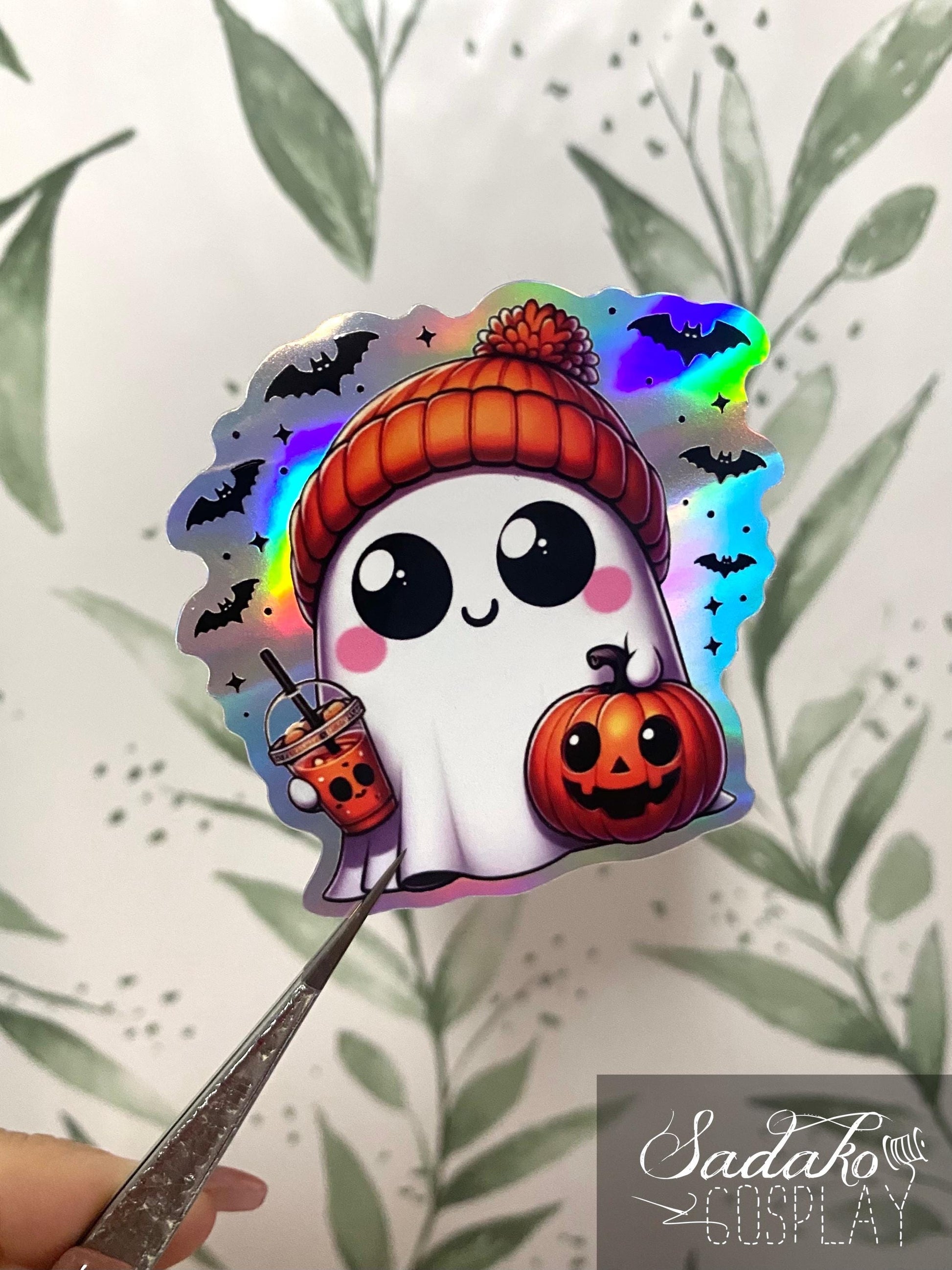 Halloween Kürbis Geist Holo laser Sticker, Gothic wasserfester Vinyl Aufkleber