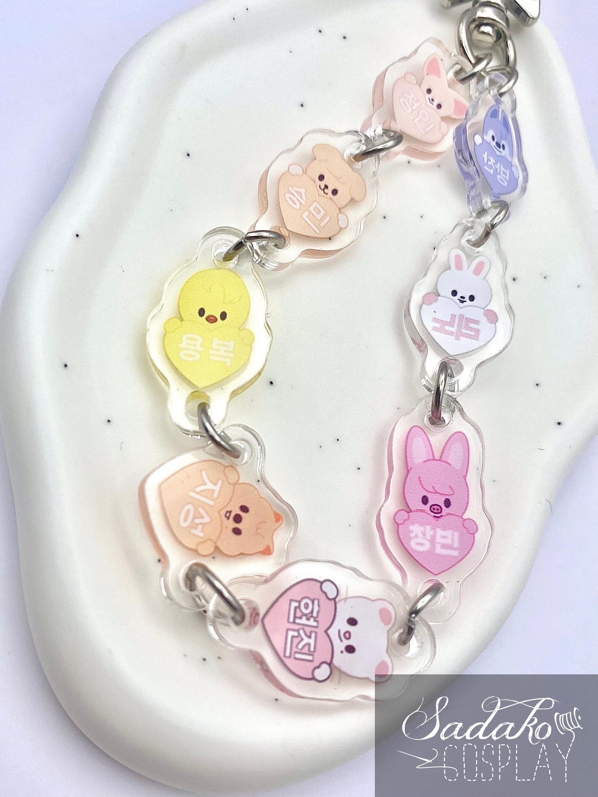 Stray Kids SKZOO Herz hängender Acryl Anhänger Chibi, K-Pop Stay Schlüssel Anhänger keychain, Handy Kette