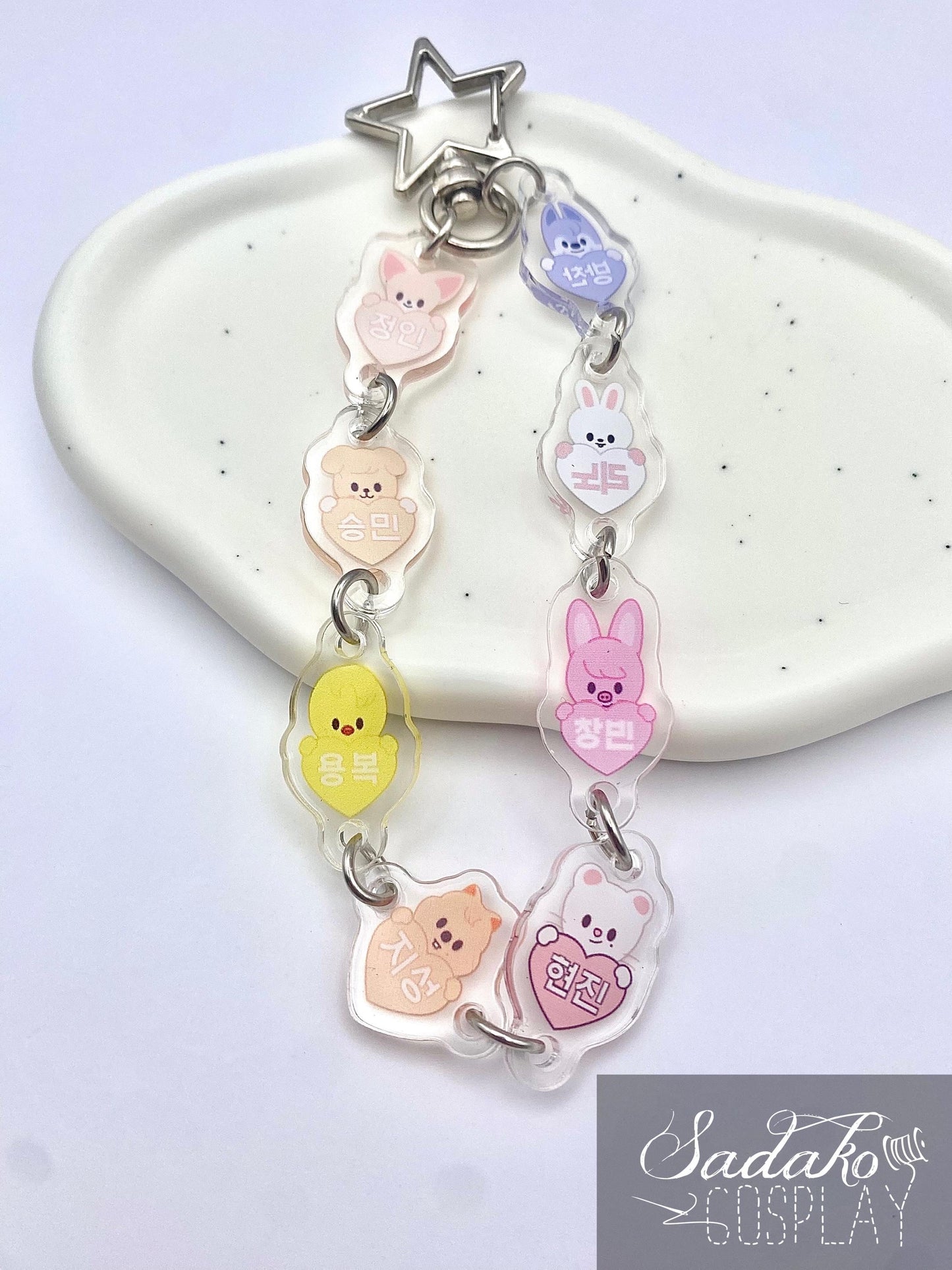 Stray Kids SKZOO Herz hängender Acryl Anhänger Chibi, K-Pop Stay Schlüssel Anhänger keychain, Handy Kette