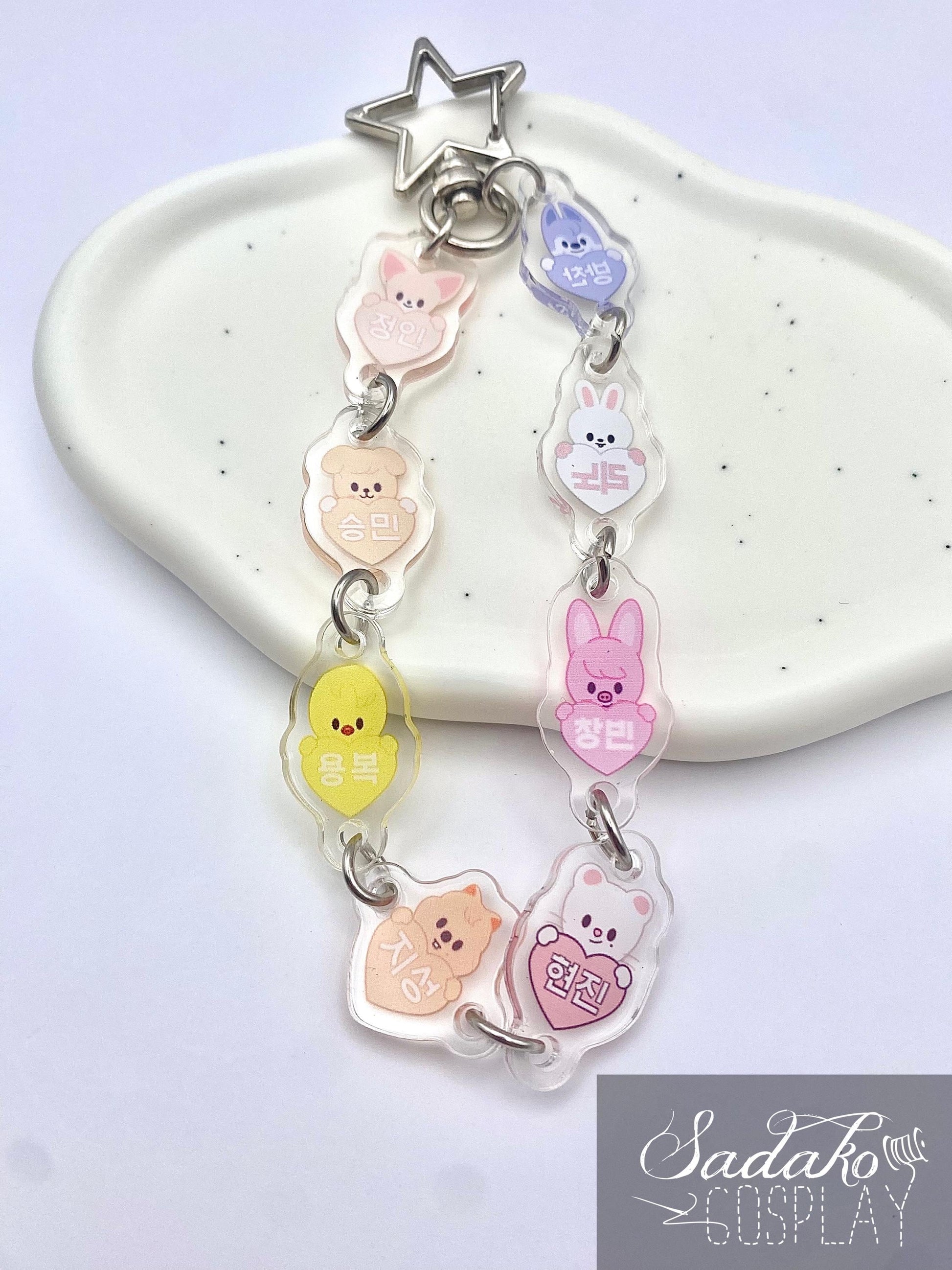 Stray Kids SKZOO Herz hängender Acryl Anhänger Chibi, K-Pop Stay Schlüssel Anhänger keychain, Handy Kette