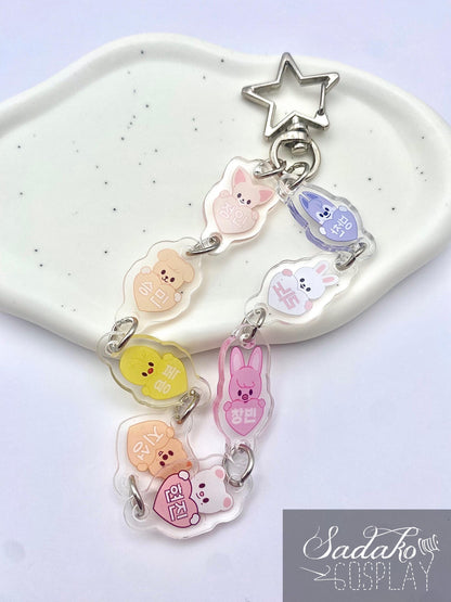 Stray Kids SKZOO Herz hängender Acryl Anhänger Chibi, K-Pop Stay Schlüssel Anhänger keychain, Handy Kette