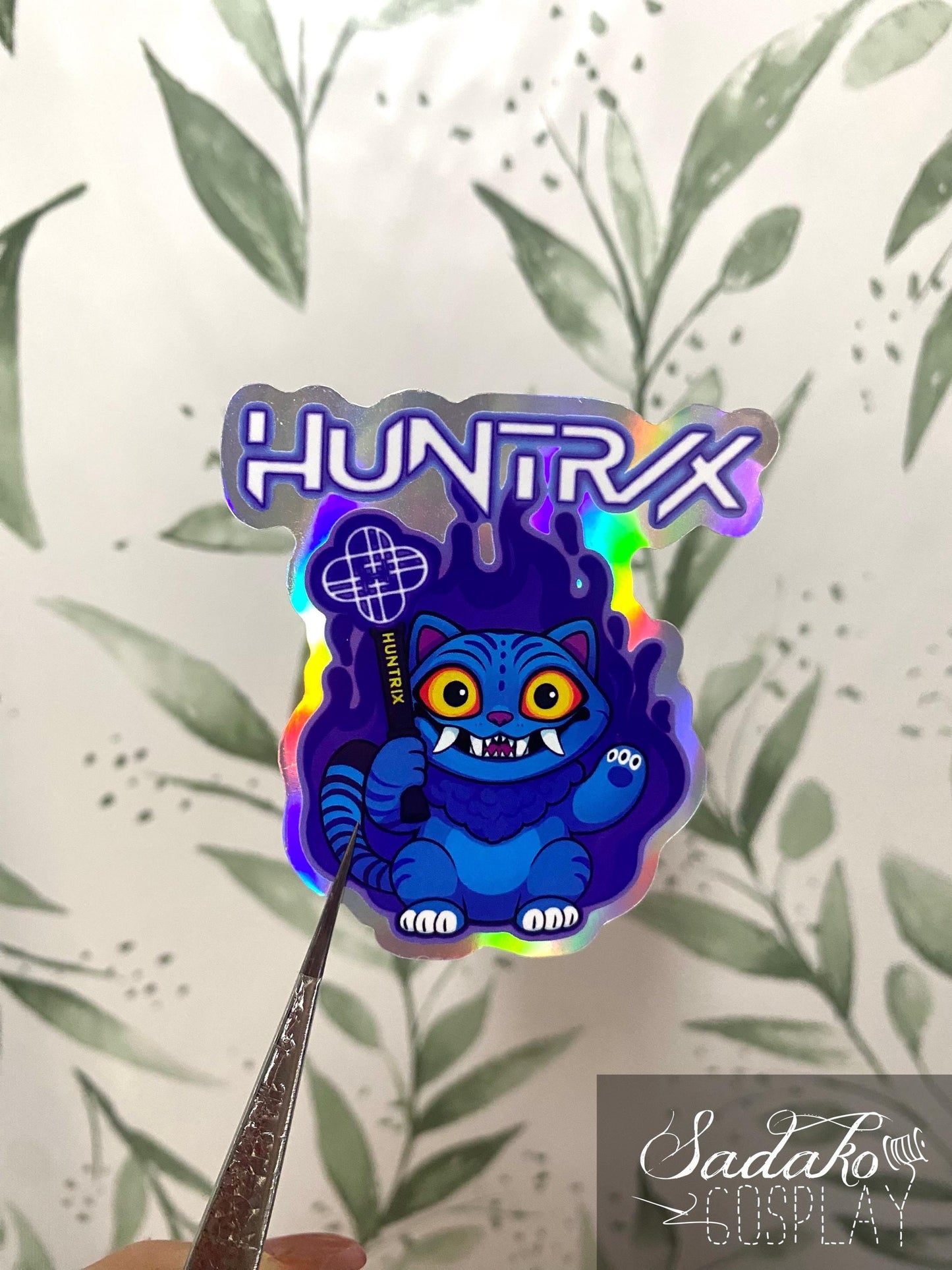 Huntrix Derpy Tiger Holo laser Sticker, K-Pop Demon Hunters, wasserfester Vinyl Aufkleber