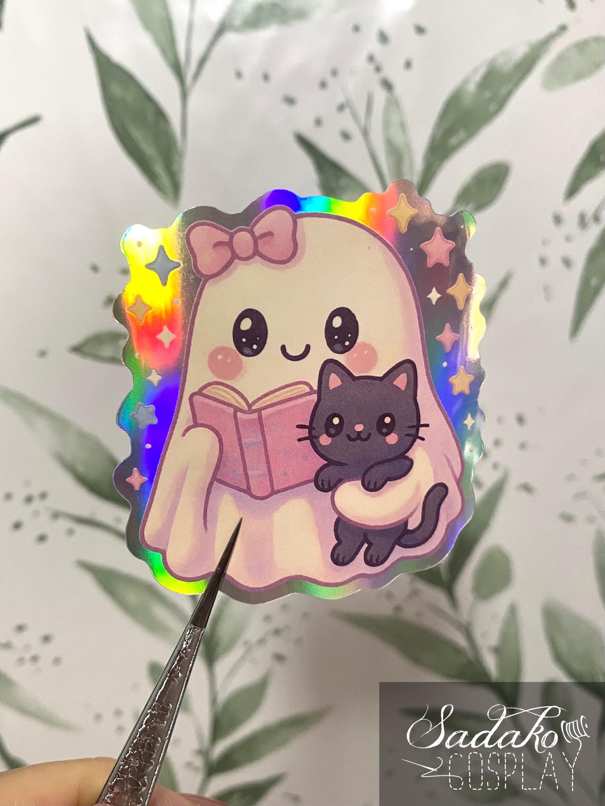 Lesender Geist Holo laser Sticker, Gothic wasserfester Vinyl Aufkleber