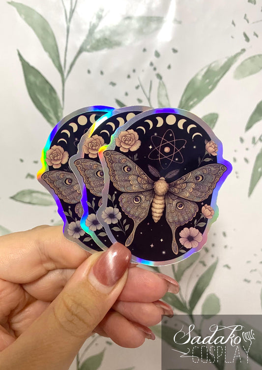 Luna Motte Holo laser Sticker, Gothic wasserfester Vinyl Aufkleber