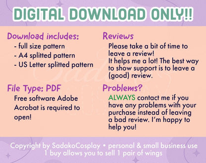 DIGITAL PATTERN - Bloom Believix Flügel (Winx Club) - Cosplay, Kostüm, A4 & US Letter